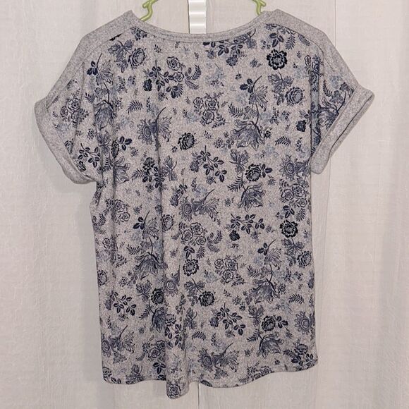 Lucky Brand L Gray Blue Floral Comfortable Tee Tank Short & Pant 4 pc PJ Set - Picture 9 of 17